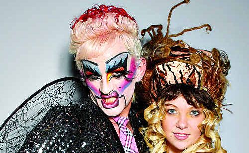 Models Shelly and Rory show off Kingscliff TAFE hairdressing students Aelwen Whitaker’s and Jacob Dawes’s work at the Hair Extravaganza. Models Shelly and Rory show off Kingscliff TAFE hairdressing students Aelwen Whitaker’s and Jacob Dawes’s work at the Hair Extravaganza.